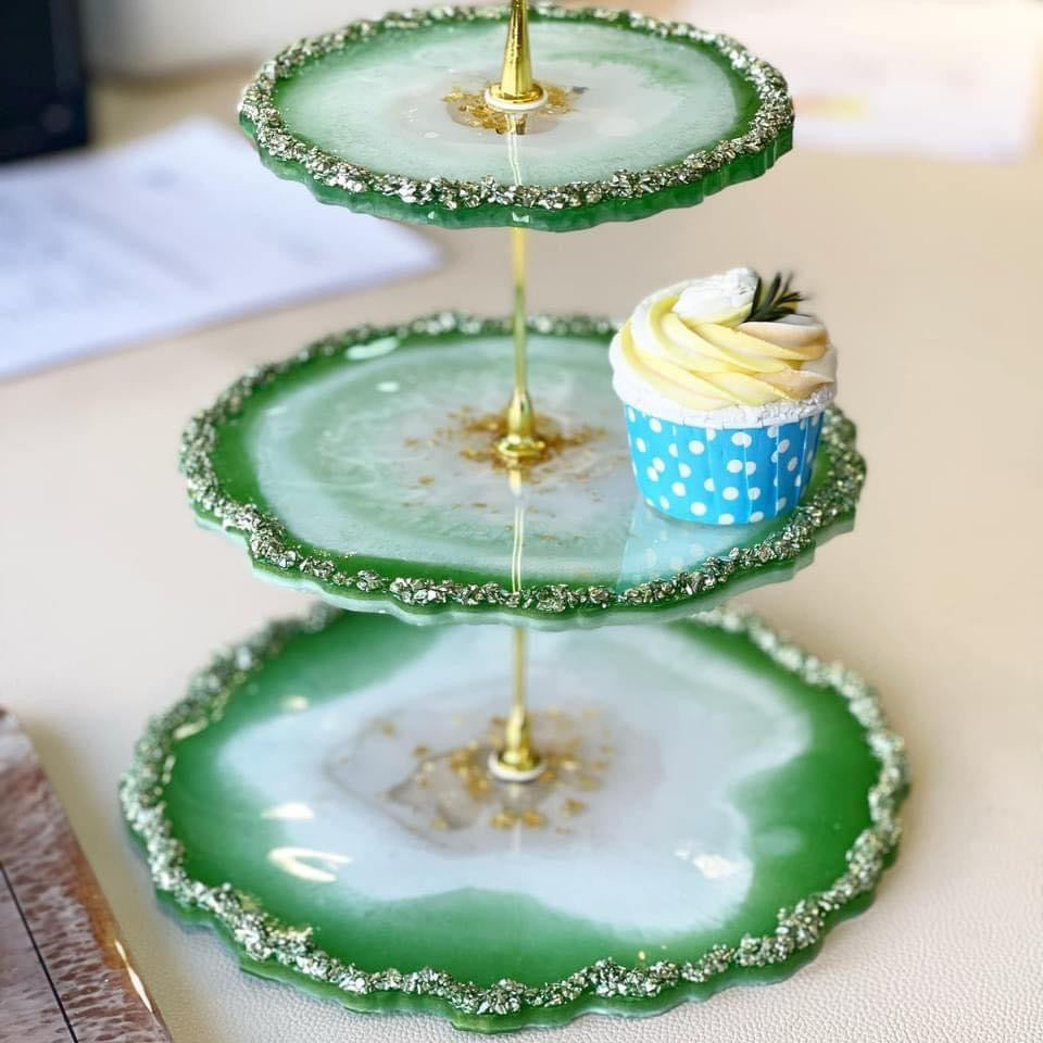 Epoxy Resin Amphibole High Tea Stand Workshop 水晶滴膠閃石high tea架工作坊